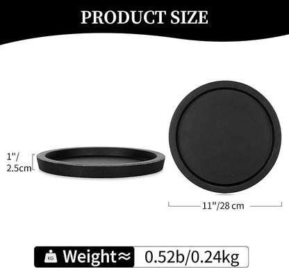 Hanobe Black Round Decorative Coffee Tray Wooden Trays for Coffee Table Centerpieces Dining Room Circle Wood Ottoman Serving Tray for Bathroom Kitchen Counter Candle Holder