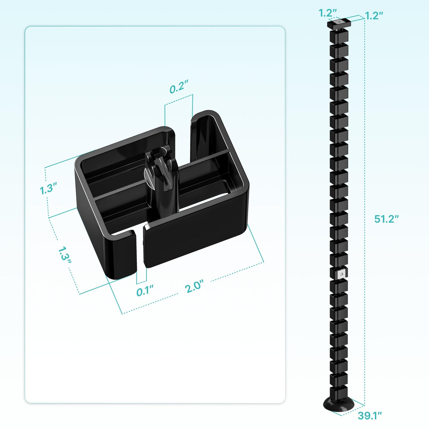 PEGZONE Under Desk Cable Management Spine – Flexible Cable Snake Organizer for Standing Desk, Tool-Free Magnetic Vertebrae Wire Management for 0.4"-2" Table, Black