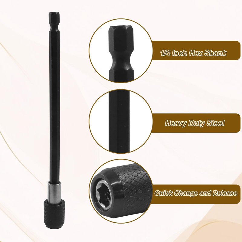 OSVJE 6PCS Hex Shank Drill Bits Adapter, 1/4 Inch Black Hex Shank Quick Release Bit Holder with Aluminum Sleeve, Magnetic Impact Driver and Drill Bit Extension, 2",4",6" Length