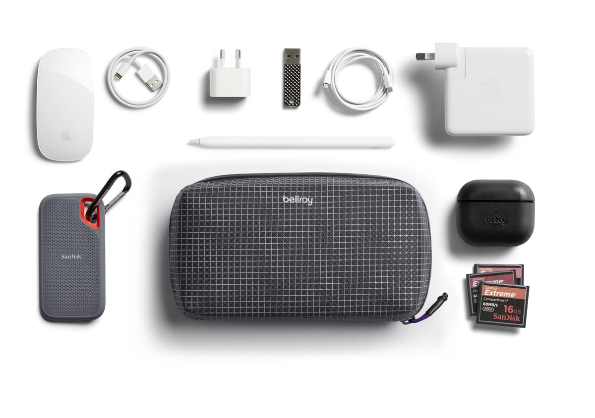 Bellroy Tech Kit, tech Accessories Zip Pouch (Power Bank, Phone Charger, Cables, Earbuds) - ArcadeGray
