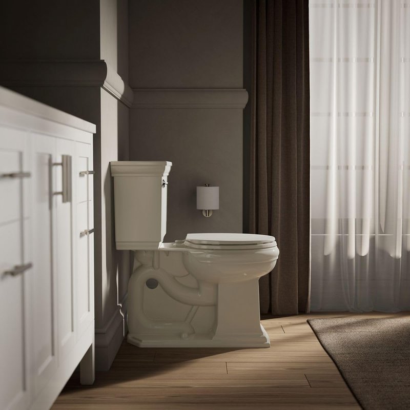 KOHLER 20111-96 Brevia, Slow Close Toilet Seat, Round Toilet Seat, Grip-Tight Bumpers Quick-Attach Hardware, Biscuit (Pack of 2)