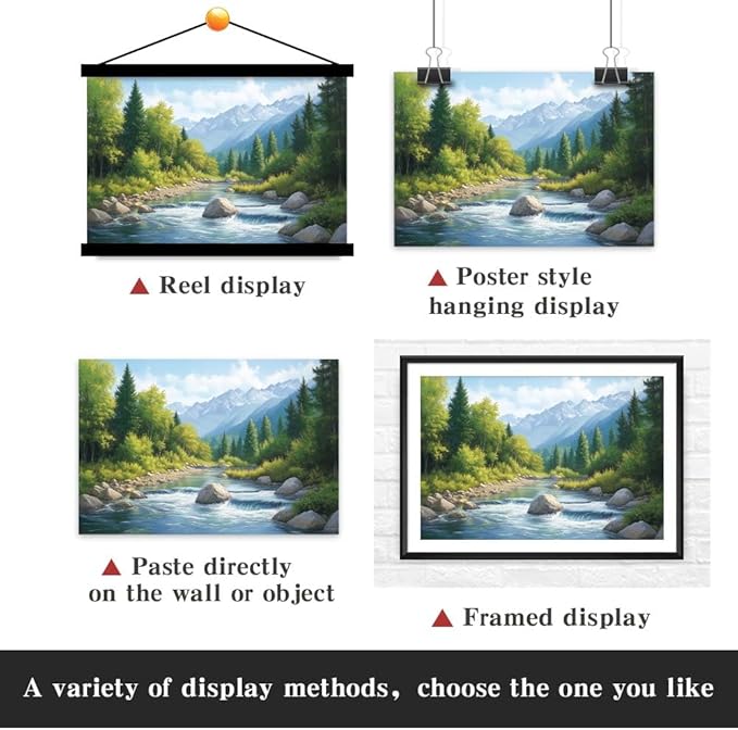 Yesad Serene Nature Wall Art, Landscape Canvas Wall Art Forest Pictures Prints Mountain Painting Scenery Poster Wall Décor for Farmhouse Living Room Bedroom (Unframed,18”x12”,Stream)