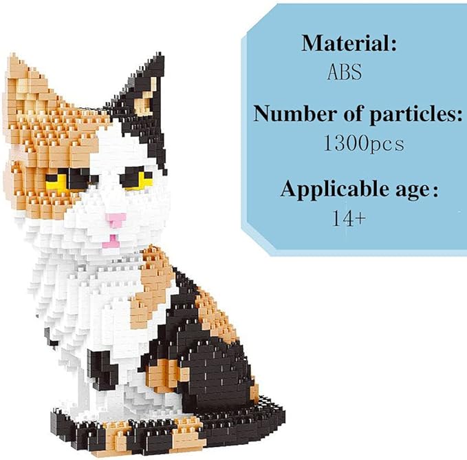 Mini Cat Building Blocks Pet Building Toy Bricks Micro Mini Blocks 3D Puzzle Building Blocks Set Toys Gifts for Kids or Adult (Cat Colorfull 1300PCS)