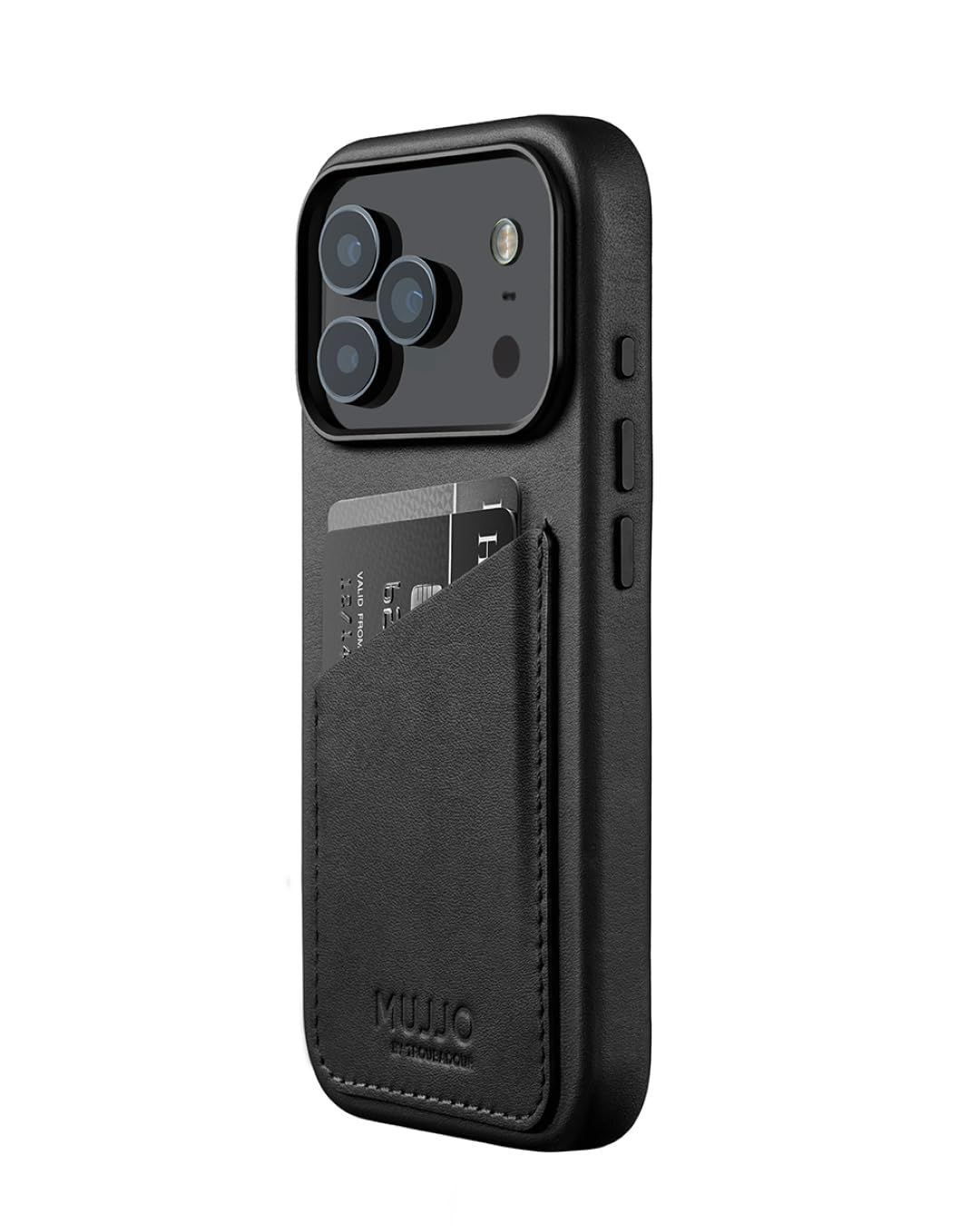 Mujjo Wallet Leather Case for iPhone 17 Pro - MagSafe Compatible - Black