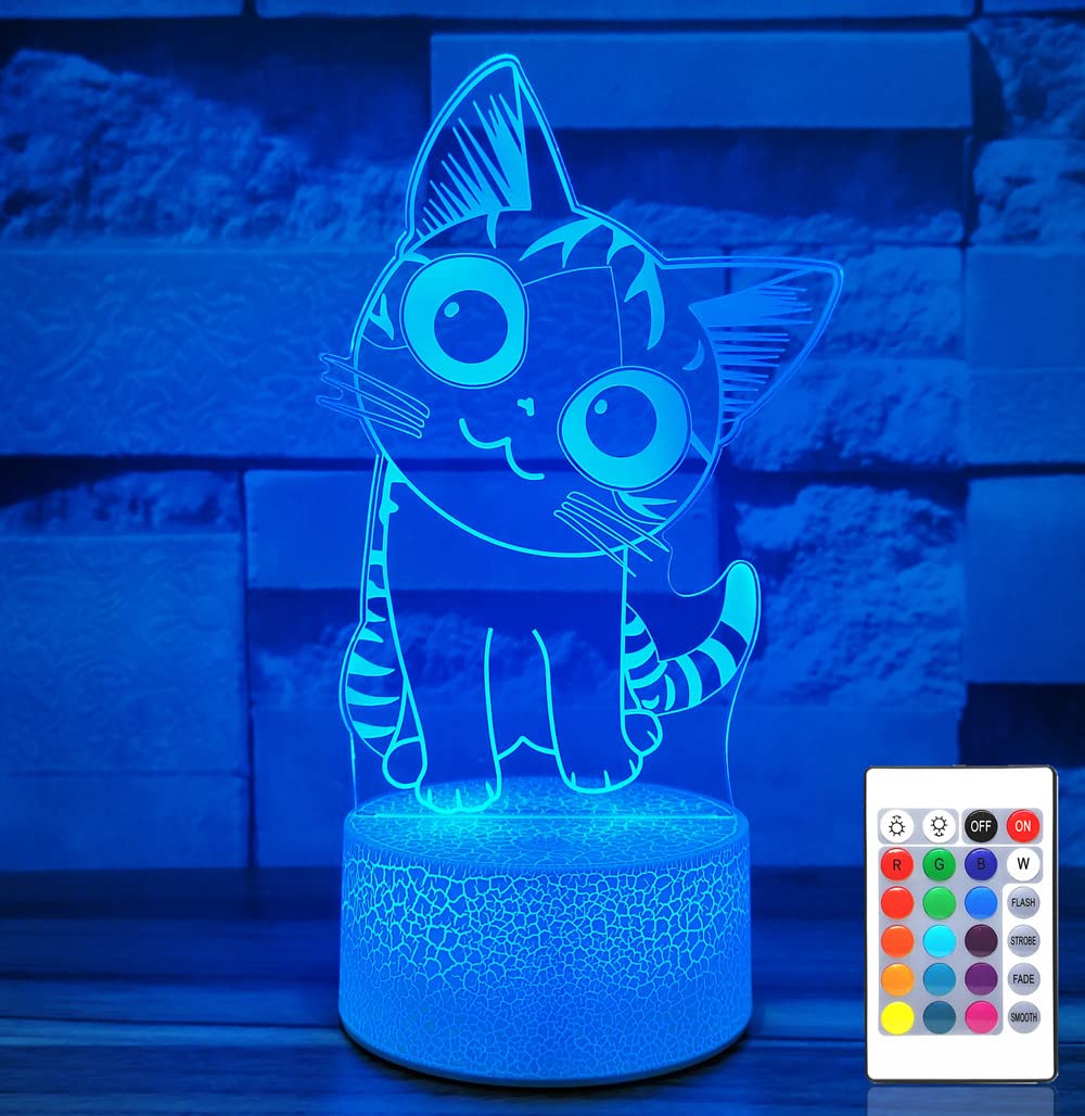 i-CHONY Cat Night Light, 3D Optical Illusion Lamp, 16 Colors