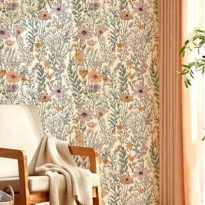Peel and Stick Wallpaper, Vintage Floral Wallpaper, Self-Adhesive Wall Paper for Kitchen Bedroom Bathroom Wall Cabinets Drawer Liners,17.3"x78.7"Vinyl Waterproof Contact Paper,US01-2
