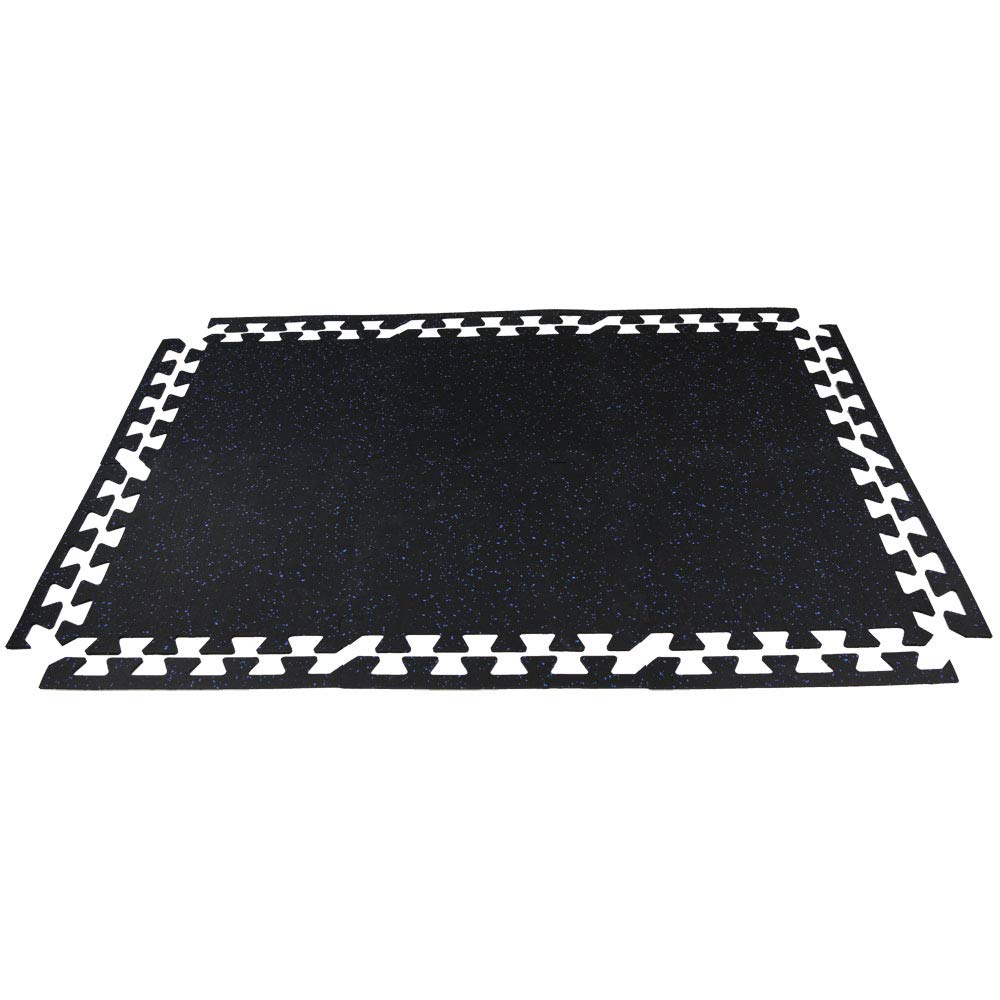 RevTime DIY Interlocking Rubber Exercise Floor 20"x20"x1/4" Puzzle Gym Mats for Garage Gym, Treadmill Mats, Fitness Floor (Pack of 6 Tiles with 10 Edge)