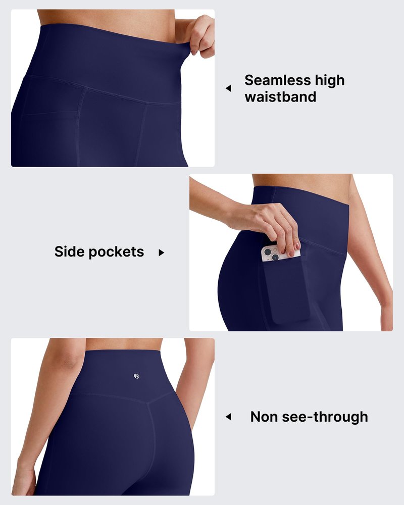 G4Free Womens BareFeel Biker Shorts 4/6 Inches High Waisted Workout Running Volleyball Spandex Yoga Shorts(Dark Navy,4",M)