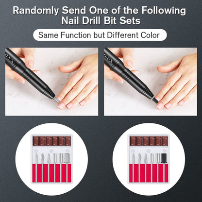Portable Electric Nail Drill File Machine with Acrylic Nail Kit Set Professional 20000rpm Manicure Pedicure with Sanding Bands Brush for Nail Art Gel Nail Polish Tips Clippers