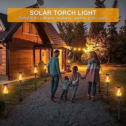 Large Solar Torch Light with Flickering Flame, Outdoor Decorative Solar Tiki Torches - Super Bright LED Landscape Lighting for Yard, Garden, Patio & Pathway Decor, Auto On/Off (6 Pack)