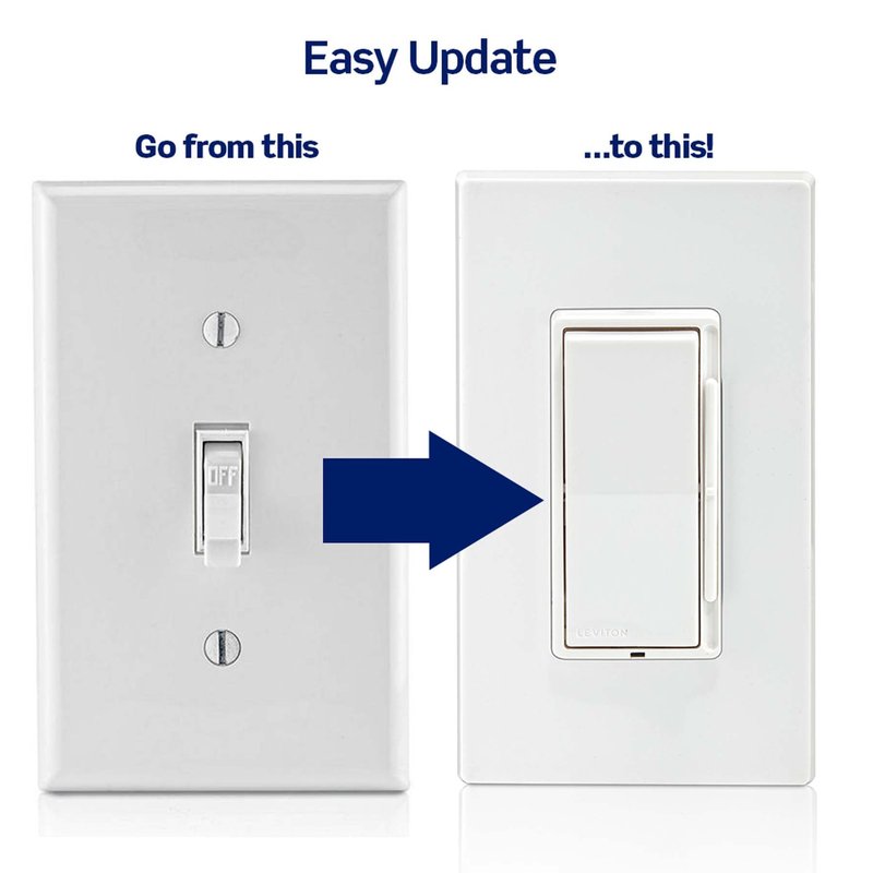 Leviton Lever Edge Rocker Slide Dimmer Switch for LED/Incandescent Bulbs, 150 Watt, Single Pole or 3-Way, ESL01-1LW, White