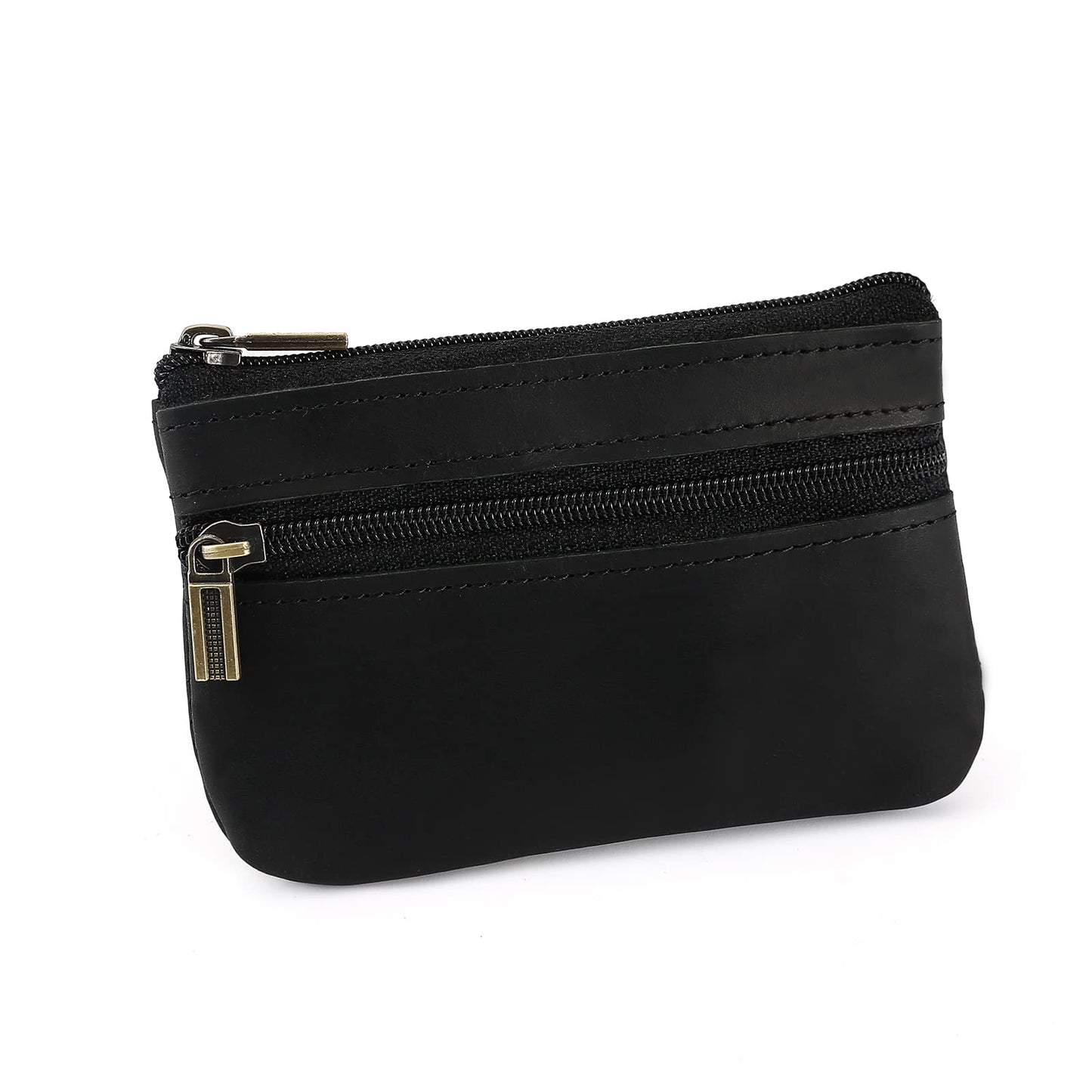 Coin Purse for Men,Coin Pouch with Zipper for Men Women,Genuine Leather Mini Coin Pocket Pouch Change Holder Mens Tray Purses Coin Purse Cash Change Wallet Key Holder Money Pouch