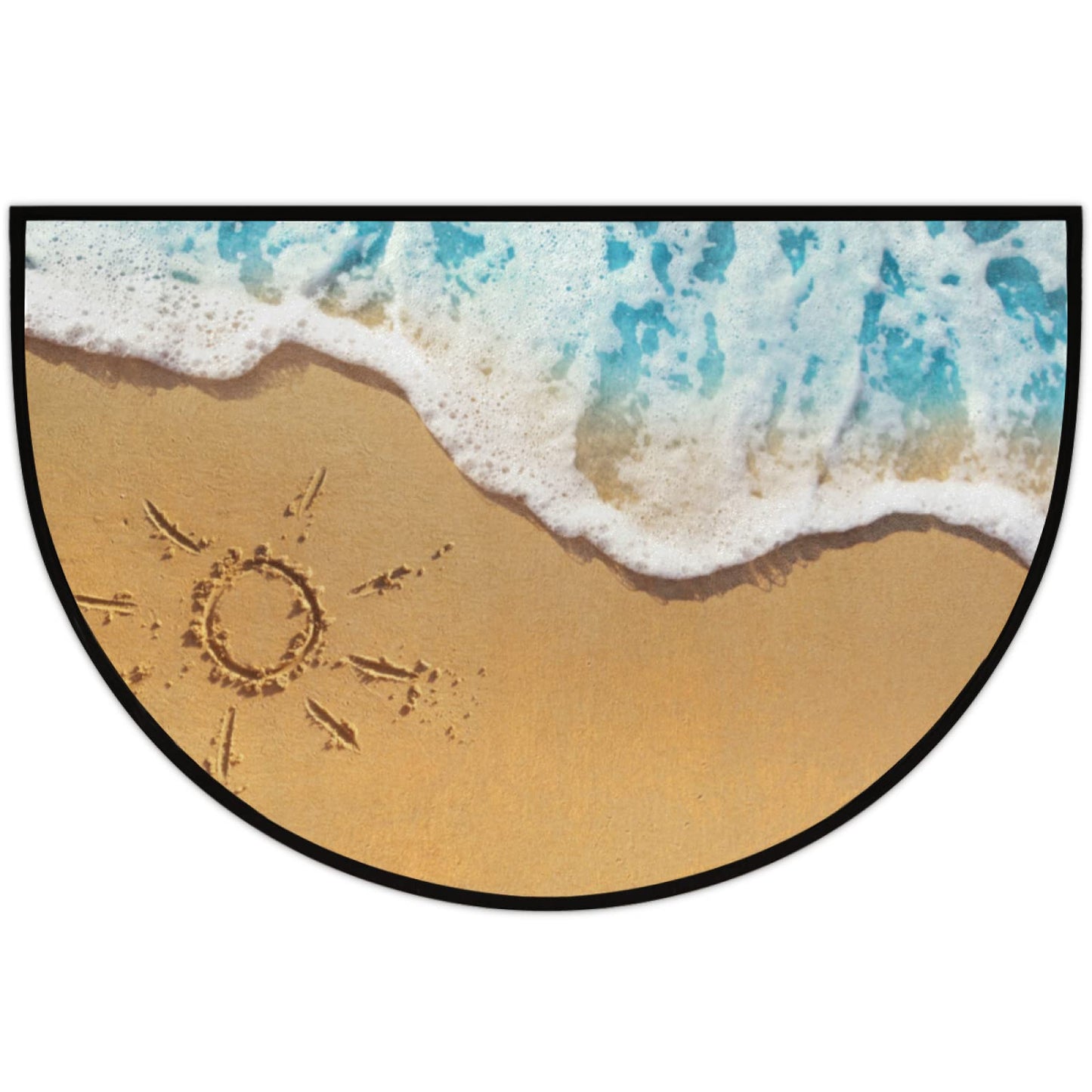 Ocean Beach Half Round Door Mat Welcome Entrance Mat Bath Bathroom Rug