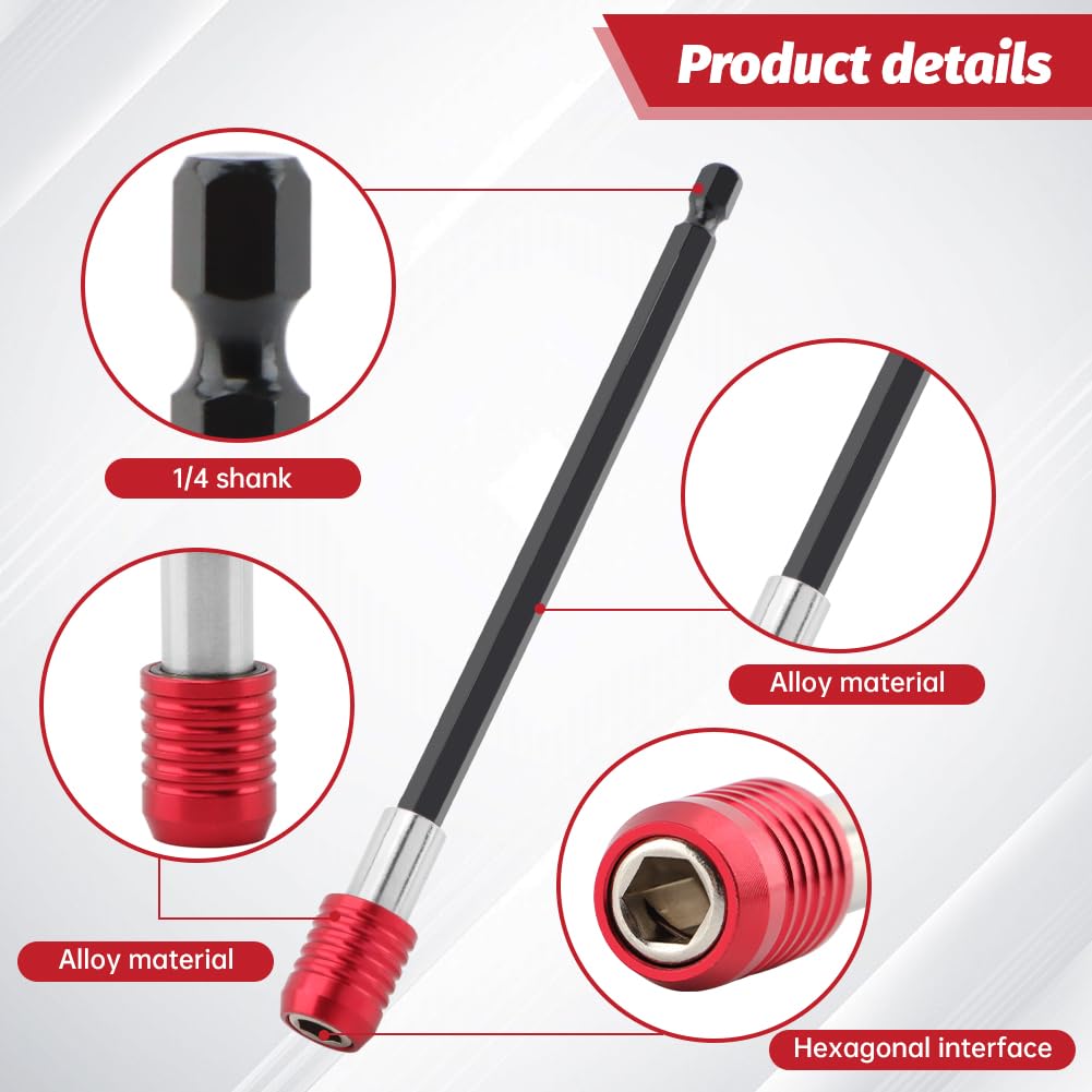 Drill Bit Extension Set, 4 Pack 1/4 Inch Hex Shank Quick Release Extension Adapter for Impact Driver Screws Nuts Drill(COLOR:As shown)