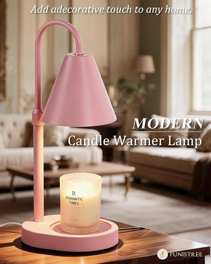 Funistree Modern Pink Candle Warmer Lamp with Timer, Dimmable Candle Lamp Warmer, Mothers Day Birthday Gifts for Women, Adjustable Candle Light, Anniversary Day Gifts Candle Warmer,Bedroom Home Decor