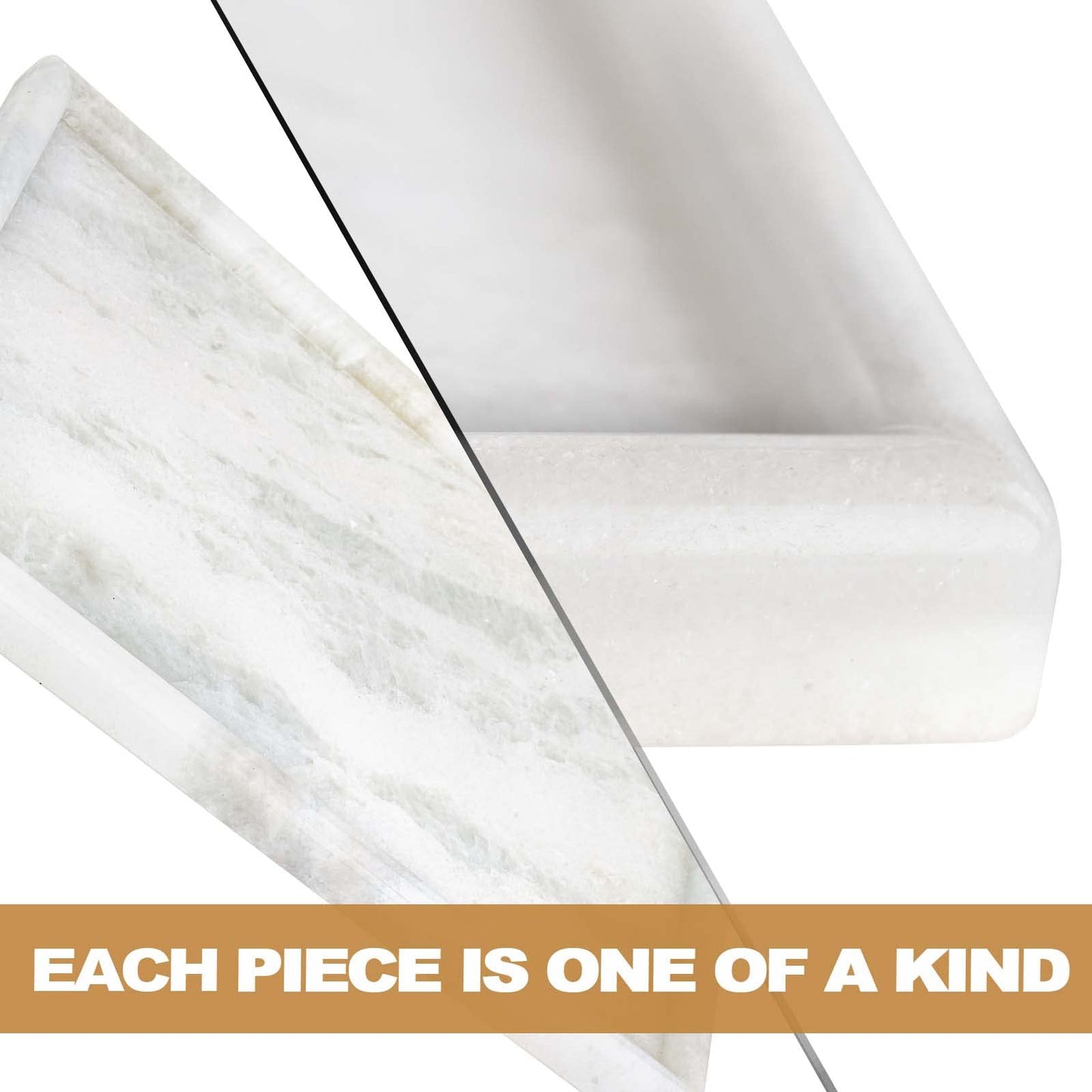 Koville African Natural Marble Tray, 12"x7" Coffee Table Vanity/Decorative Tray for Jewerly, Watch, Perfume Candle Tray for Bedroom/Bathroom/Kitchen Countertop