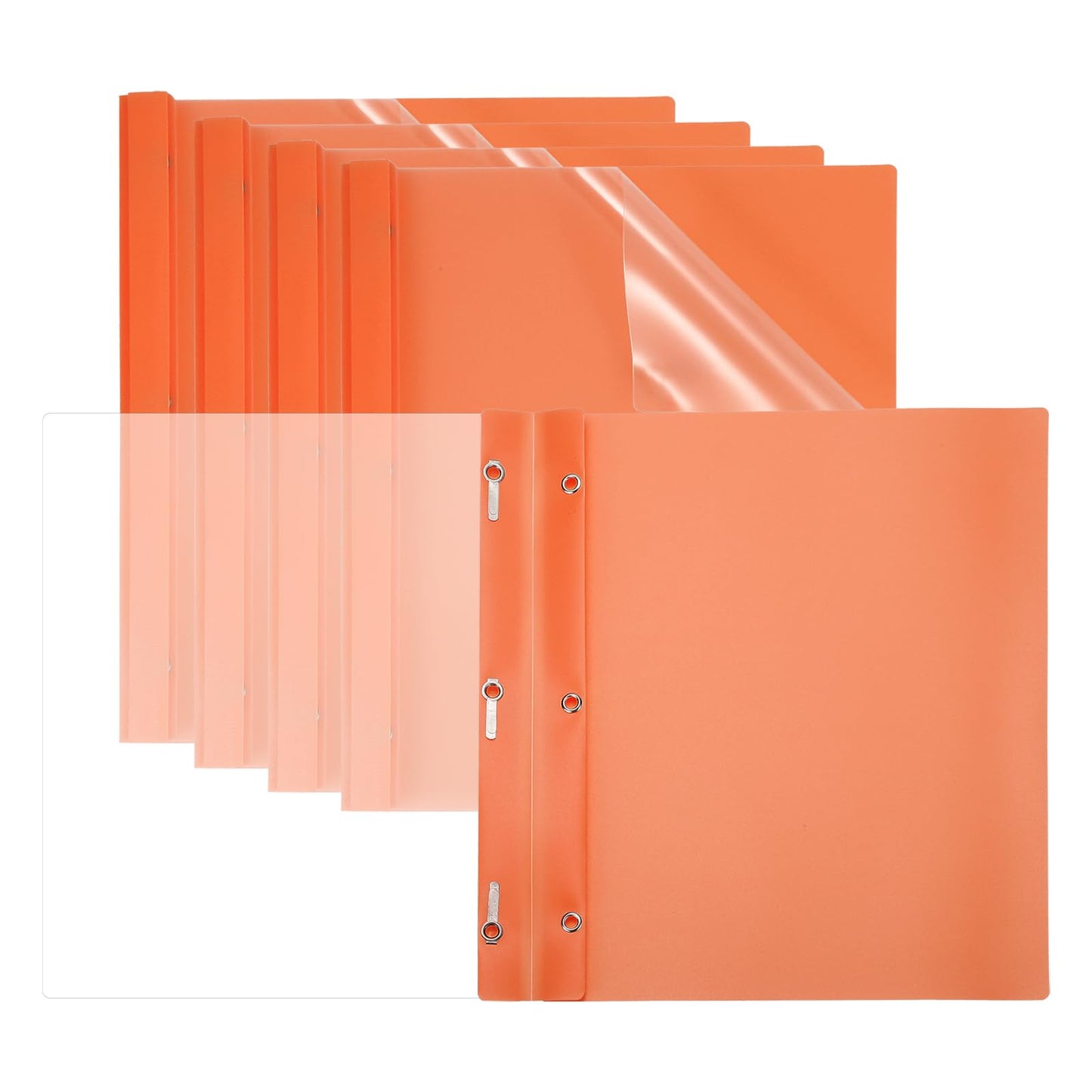 PATIKIL Plastic Report Covers with Prong, 5 Pcs 80 Sheet Clear Front Presentation Binders with 3 Metal Prong Fasteners Report Folder for Resume Documents Files Letter, Orange