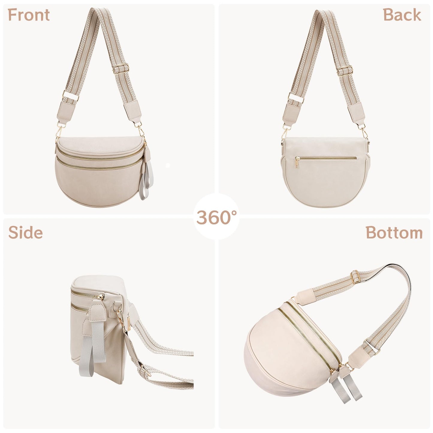 oscaurt Leather Crossbody Bag Bum Bag for Women Large Sling Bag Cross Body Purse Shoulder Handbag Fanny Pack