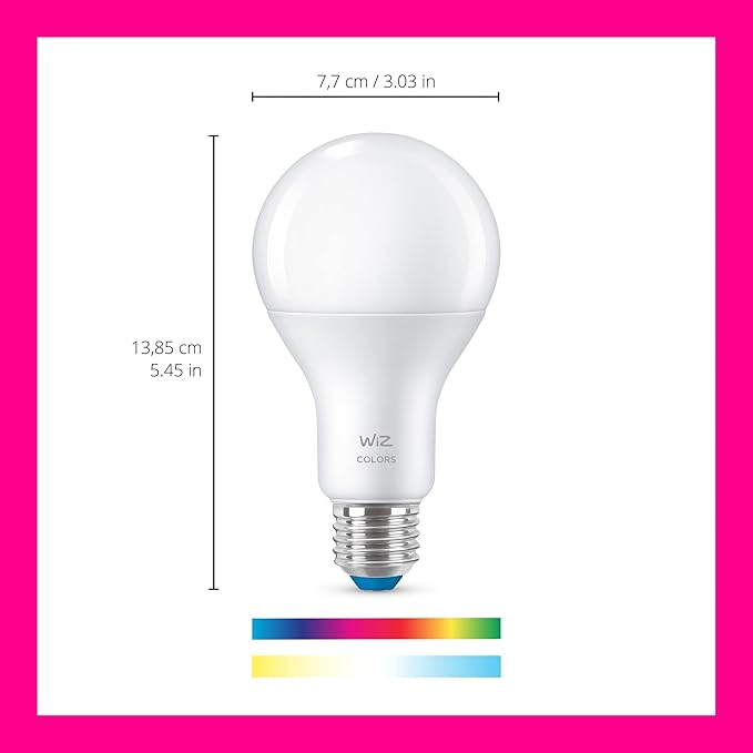 WiZ Connected 100W A21 Color LED Smart Bulb 3-Pack - E26- Indoor - Connects to Your Existing Wi-Fi - Control with Voice or App + Activate with Motion - Matter Compatible