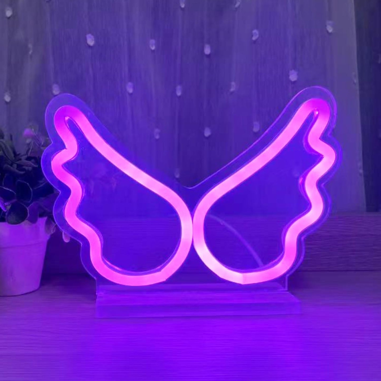 LED Wings Pink Neon Light Sign, USB Power Decorative Standing Light For Birthday Gift Dom Bedroom Party Decoration