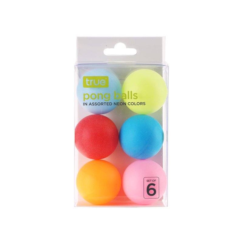 True Colorful Beer Pong Balls - Multi Colored Ping Pong Balls Cool Beer Pong Balls - Neon Ping Pong Balls Plastic Set of 6