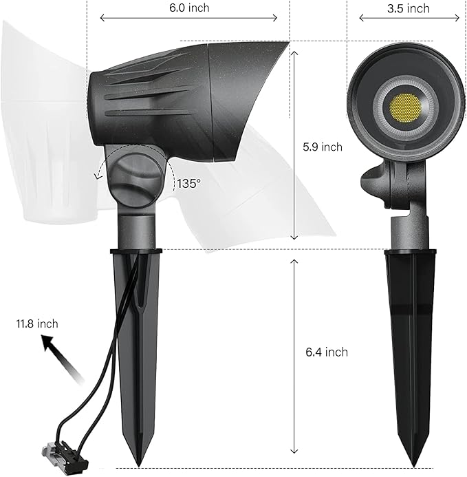 VENUS MANUFACTURING 16 Pack Low Voltage Landscape Flood Light 5 Watt LED Outdoor Landscape Lighting Kits 400 Lumen Black Waterproof Spotlights 12V 2700K Warm White Metal Tree Lights for Garden & Yard