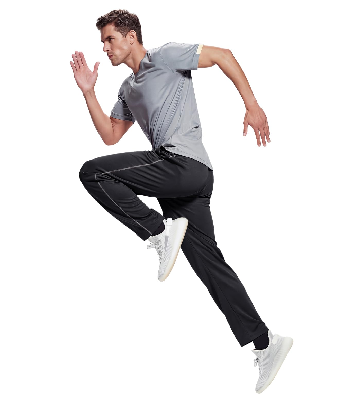 MAGNIVIT Men's Sweatpants Track Pants Open-Bottom Sweat Pants Performance Active Sweatpant Loose-Fit Black/Grey