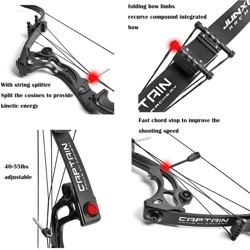 Bowfishing Recurve Bow American Hunting Bows 40-55 Lbs Adjustable Compound Bow Lever Bow IBO 320FPS for Outdoor Hunting Shooting Fishing (Only Green Bow)