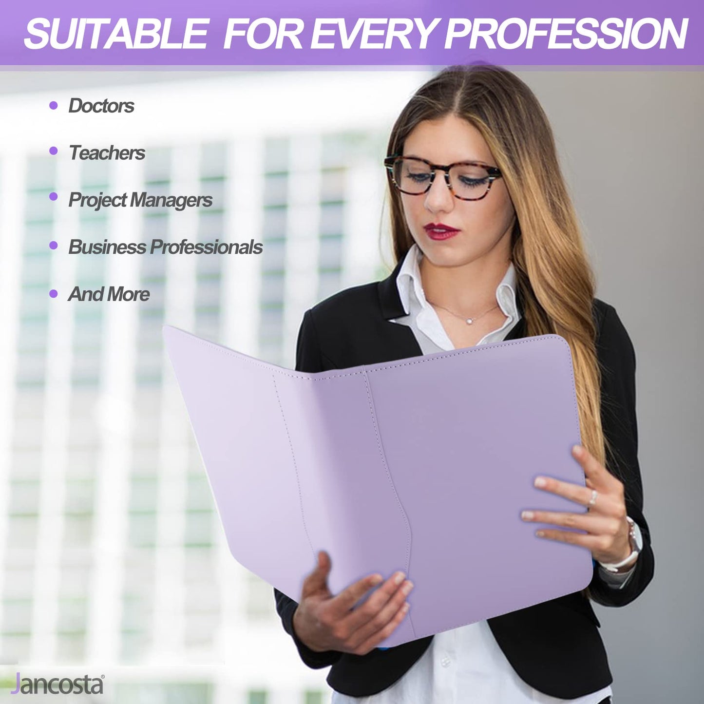 5 Pack Business Padfolio Portfolio Binder, Faux Leather Folio Folder, Resume Legal Document Organizer with Letter Size Writing Notepads (New Lilac/Light Purple 5 Pack)