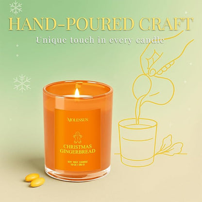 Christmas Gingerbread Candle, 10oz Soy Scented Candle for Home, Christmas Birthday & Holiday Gifts for Women & Men, Long Lasting 50+ Hour Clean Non-Toxic Burn, Elegant Winter & Christmas Home Decor
