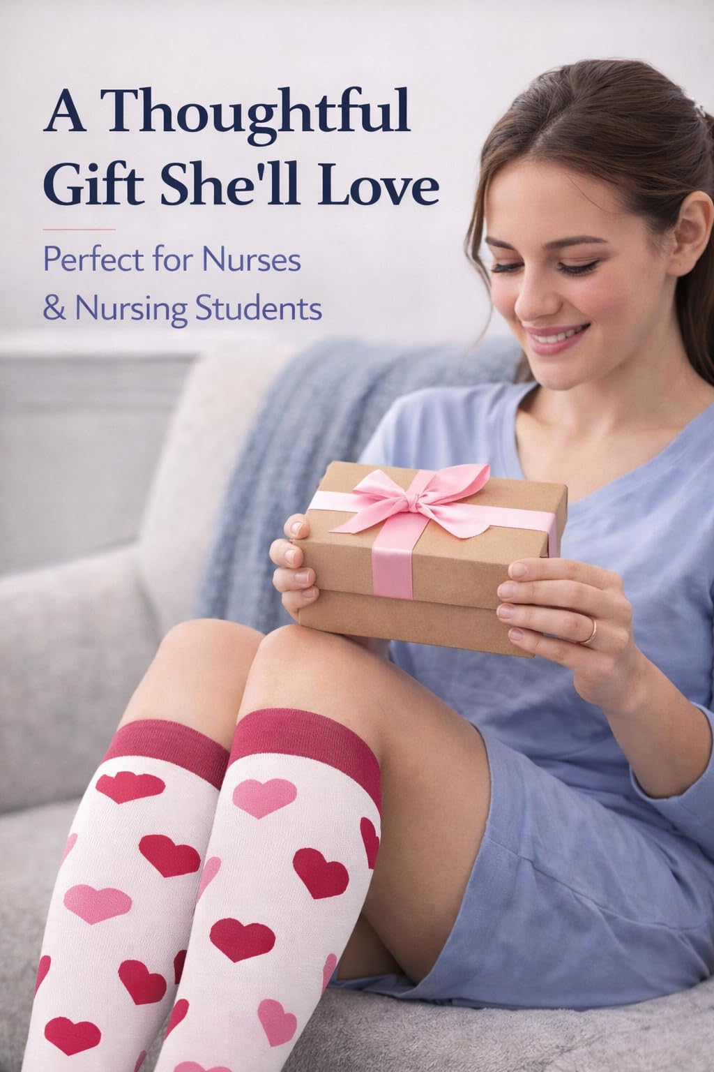 Aoliks Compression Socks for Women and Men, Knee High Support Stockings, Circulation & Fatigue Relief, Cute Pink Socks for Work, Nursing Students, Nurse Gift, Gift for Women, Long Shifts
