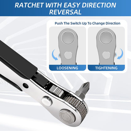 RTAYAGOOPA 22-in-1 Right Angle Screwdrivers Set, 36-Tooth Mini Ratchet Screwdriver, 90° Offset for Tight Spaces, Multi-head screwdriver Compact for DIY/Repairs, Gifts for Men