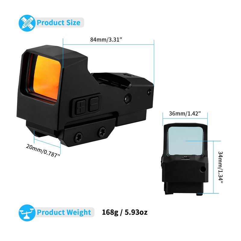 ToopMount 1x29mm Reflex Dot Sight, Multi-Reticle 3 MOA Red Dot Sight, Shake Awake 11 Levels Illuminated Multi-Coated Red Dot Scope, 1000G's Shockproof Waterproof Red Dot Optics for 20mm Picatinny
