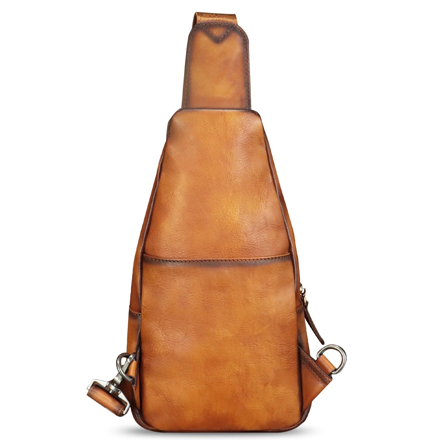 IVTG Genuine Leather Sling Bag for Men Women Crossbody Bag Chest Bag Sling Backpack Purses Hiking Sports Travel Daypack (Brown)