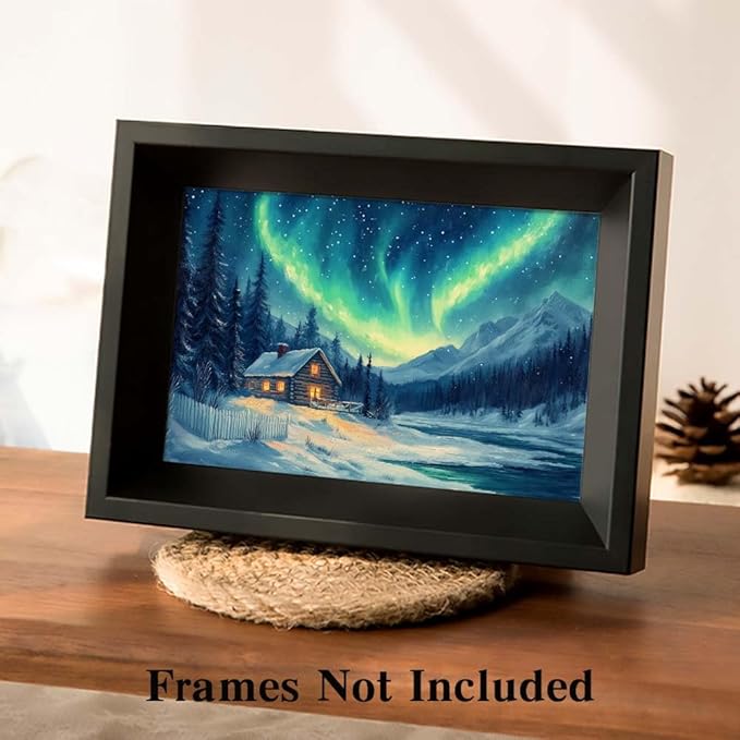 Yesad Aurora Wall Art, Landscape Canvas Wall Art Aurora Borealis Painting Nature Pictures Scenery Prints Poster Wall Décor for Cabin Living Room Bedroom Farmhouse Décor (Unframed,36”x24”, Aurora)