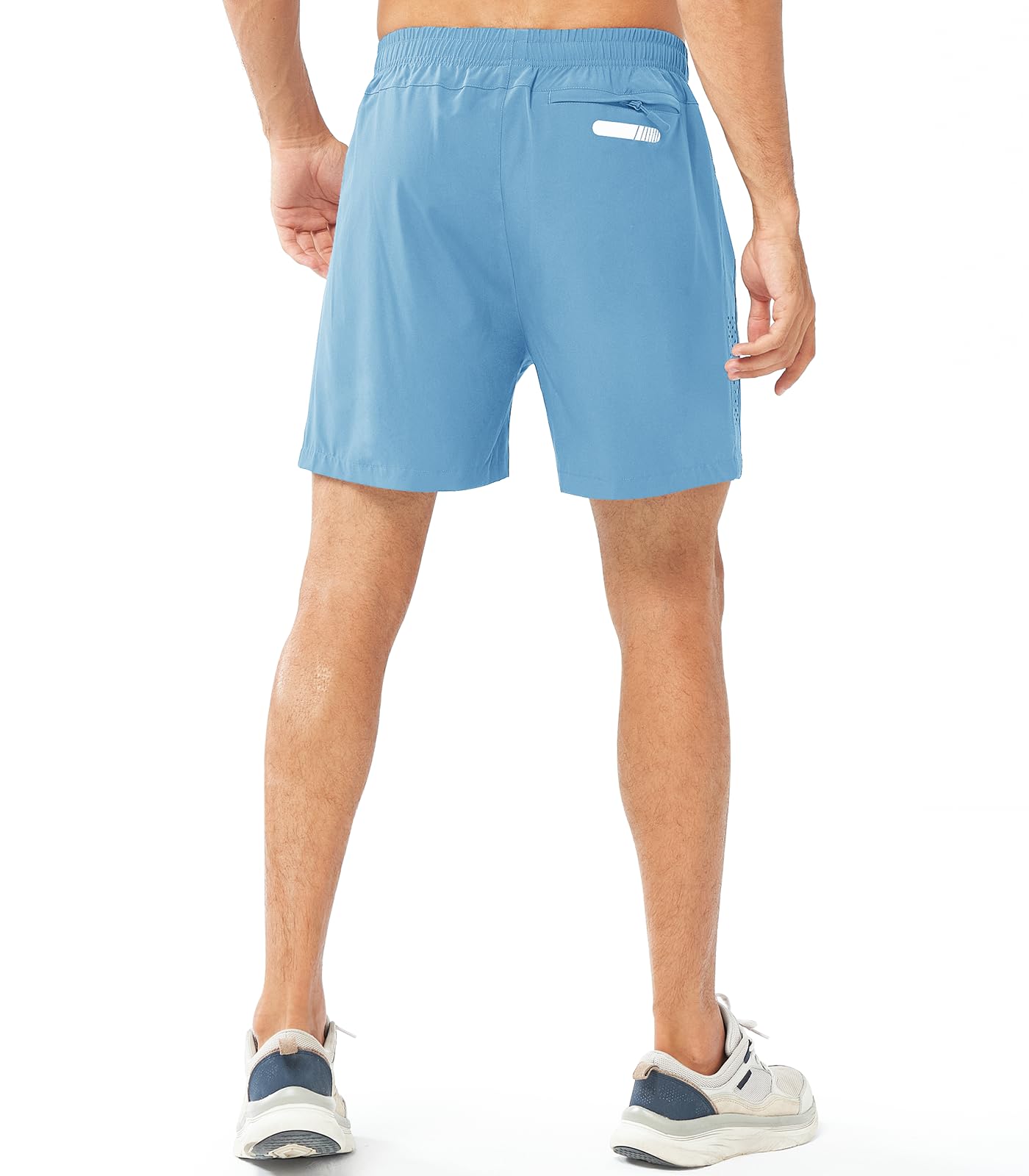 NORTHYARD Men's Athletic Running Shorts Gym Workout 7"/9"/5" Quick Dry Lightweight Sports Basketball Tennis 3 Zipper Pockets SKYBLUE-5inch 2XL