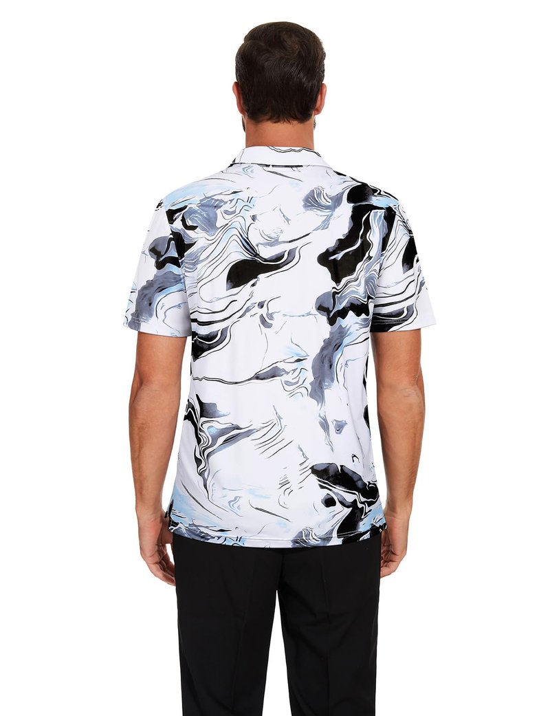 Viracy Golf Shirts for Men Dry Fit Short Sleeve Mens Golf Shirt Performance Moisture Wicking Collared Polo Shirts for Men Ink-Wash Printed-Medium