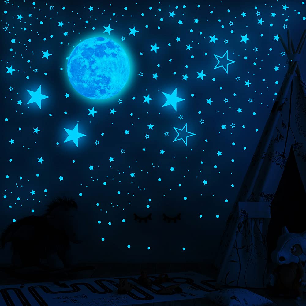 1049Pcs Glow in The Dark Stars and Moon for Ceiling, Wall Bedroom Chirldren's Room Stickers Decals Decor, Boys & Girls' Gifts