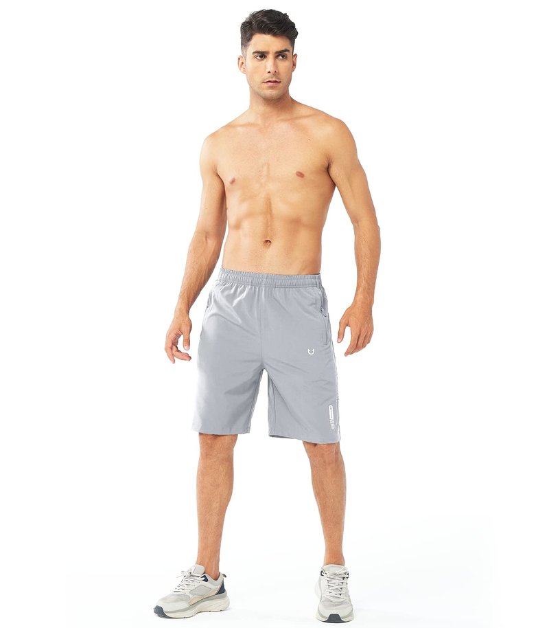 NORTHYARD Men's Athletic Running Shorts Gym Workout 7"/9"/5" Quick Dry Lightweight Sports Basketball Tennis 3 Zipper Pockets GREY-9inch 4XL