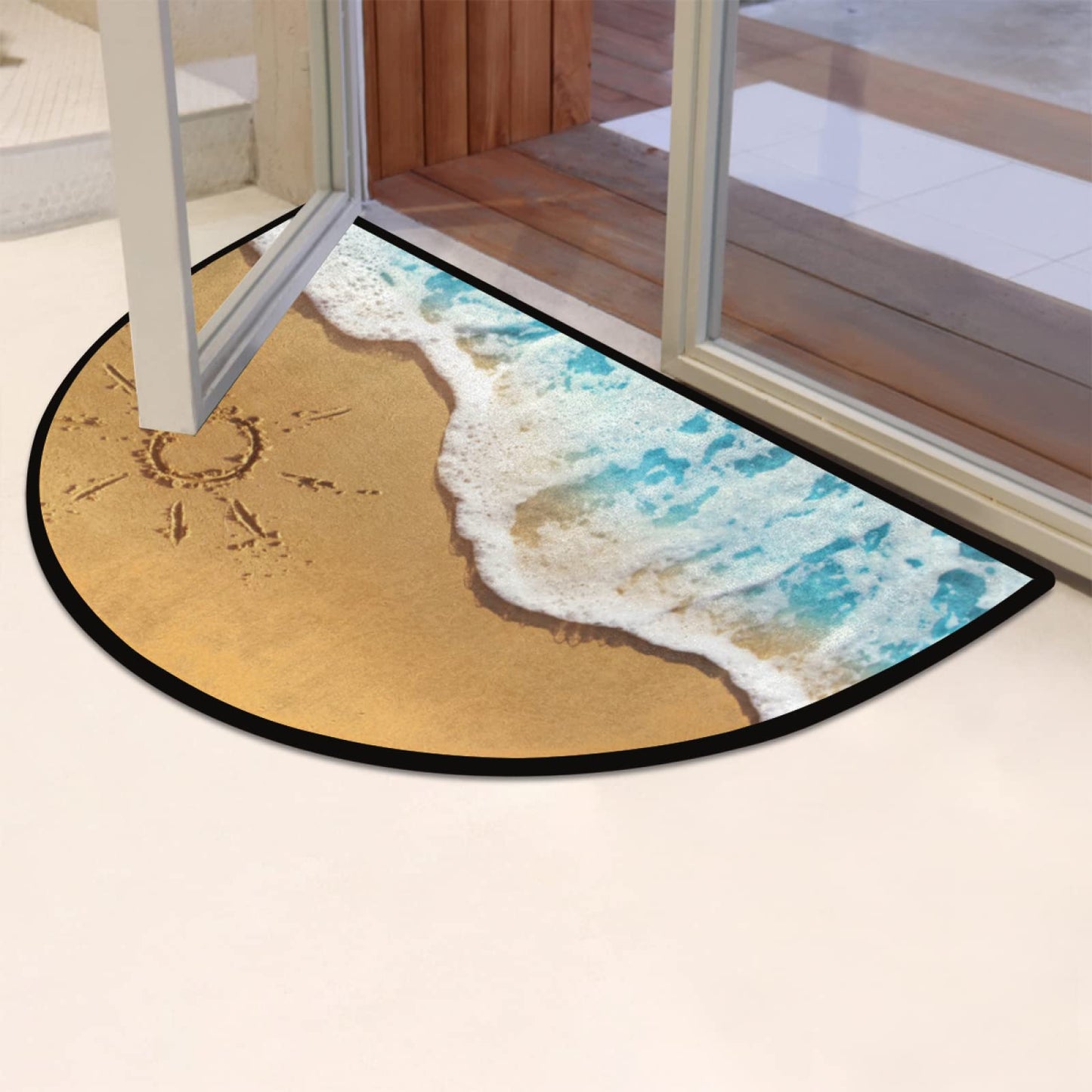 Ocean Beach Half Round Door Mat Welcome Entrance Mat Bath Bathroom Rug