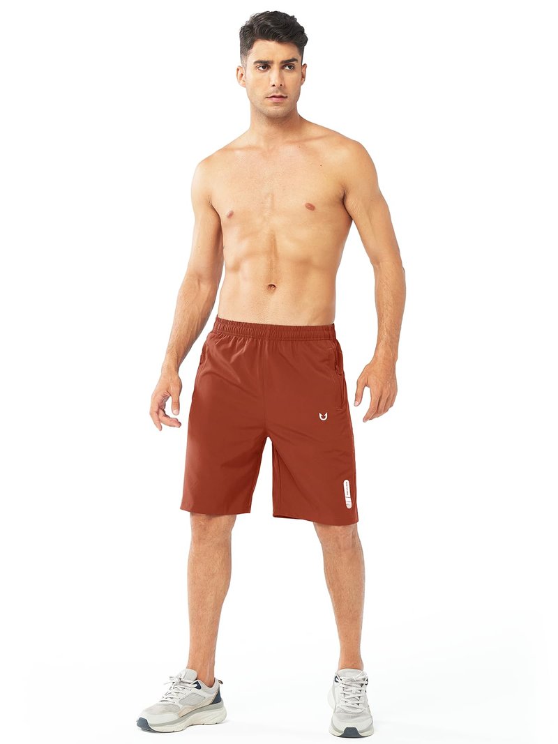 NORTHYARD Men's Athletic Running Shorts Gym Workout 7"/9"/5" Quick Dry Lightweight Sports Basketball Tennis 3 Zipper Pockets REDCLAY-9inch M