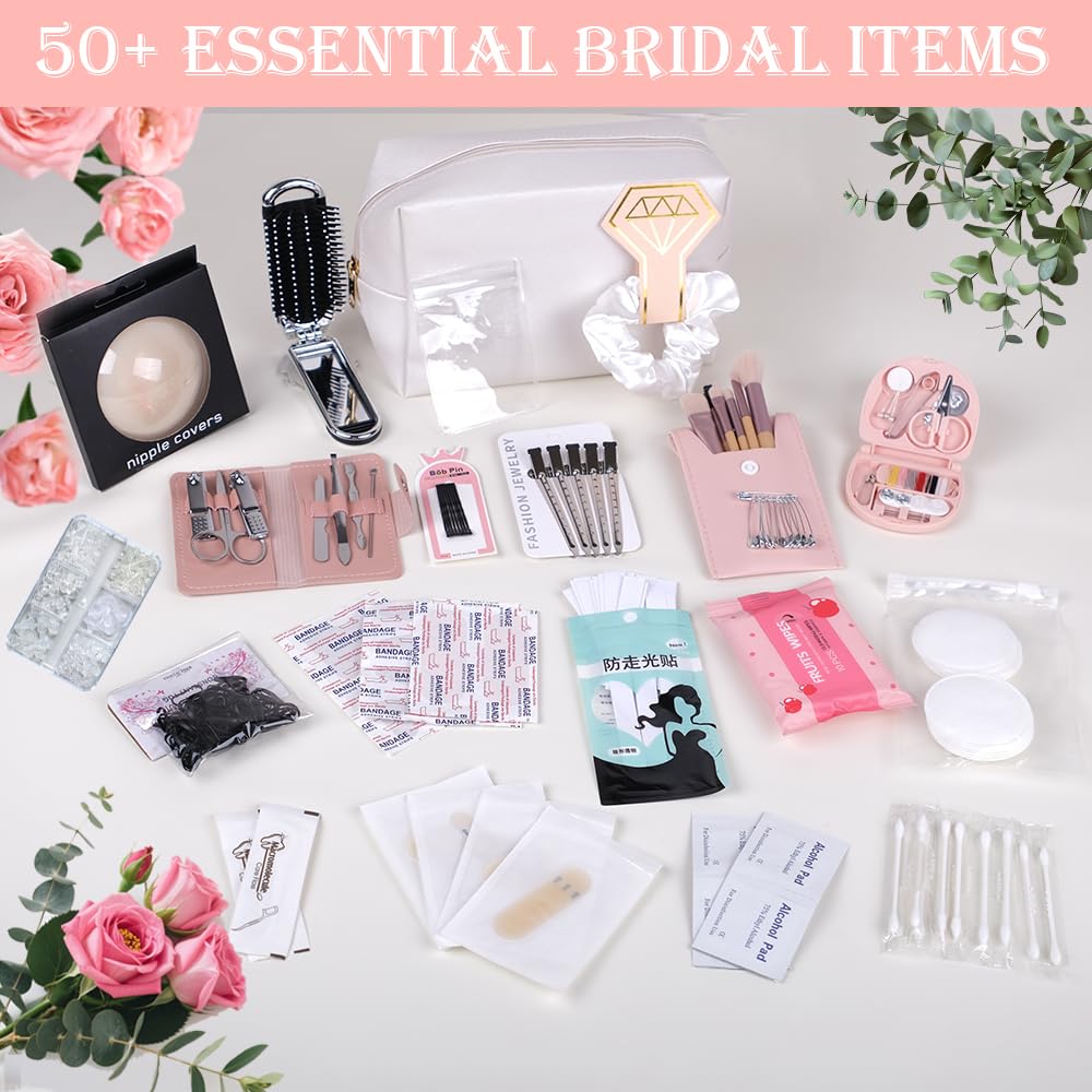 Emergency Kit for Women – Mini Emergency Kit with 50+ Essentials, Bridal & Wedding Day Survival Kit, Travel Safety Kit, Compact Women’s Emergency Kit