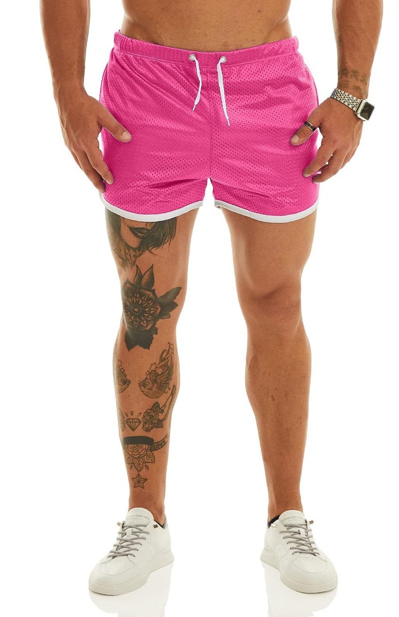 Ouber Men's Fitted Shorts Bodybuilding Workout Gym Running Tight Lifting Shorts with Pockets Green, XXL