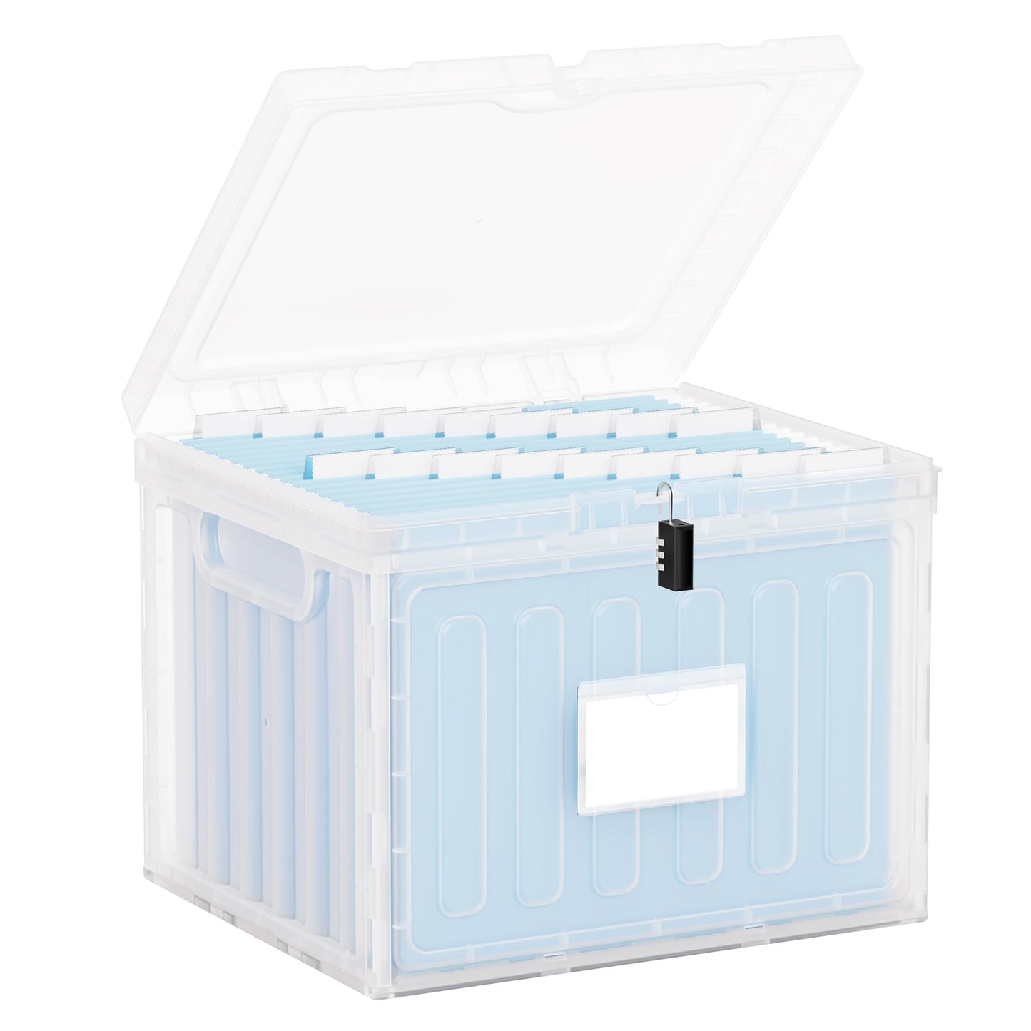 Oterri Plastic File Box with Lid for Letter Size Hanging File Folders, Hanging File Folder Box for Home, Office, School, File Cabinet, Assembly File Organizer, Clear，Large-1 Pack Without Folders