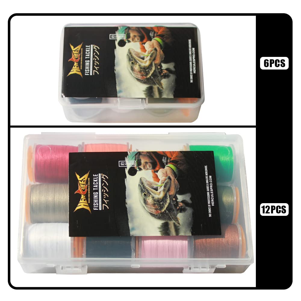 HERCULES 140D Fly Tying Thread 12 Colors Non Waxed Fly Tying Wires Materials Kits Fly Tying Tieing Supplies for Dry Wet Flies (12 Colors)