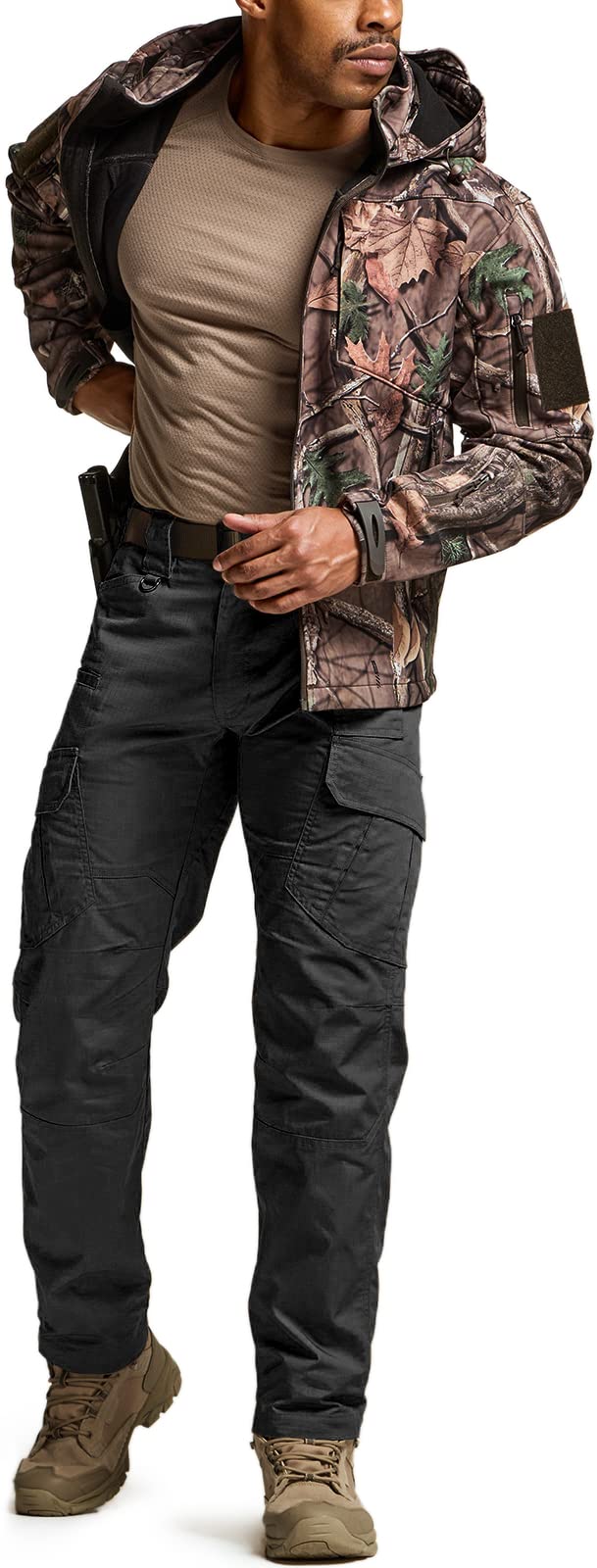 CQR Men's Tactical Pants, Water Resistant Ripstop Cargo Pants, Lightweight EDC Work Hiking Pants, Outdoor Apparel, Duratex Mag Pocket Black, 40W x 32L