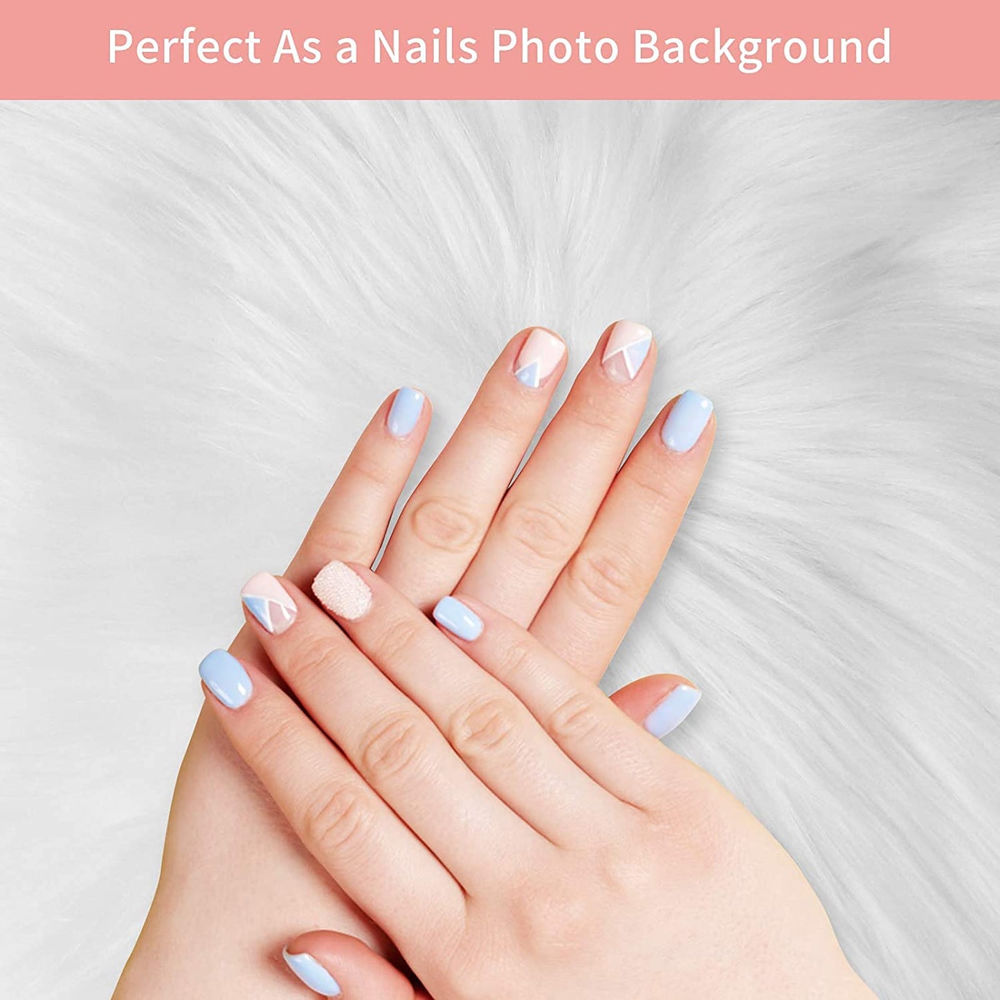 12’’ Small Faux Fur Sheepskin Cushion Soft Plush Area Rug, White Photo Background for Small Product Desktop Photography, Jewelry, Watches, Cosmetics, Ornament, Nail Art, Display and Decor (Square)