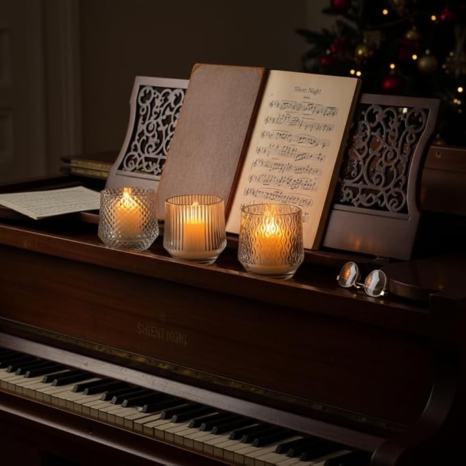 LED Glass Candle Set, Remote Control, USB Rechargeable, 3 Pattern Flickering Flames, Warm White Light