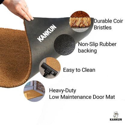 KANKUN Coco Coir Door Mat with Heavy Duty Backing, Welcome Doormat (17" x 30"), Doormat Entrance (Welcome2-1Pack)