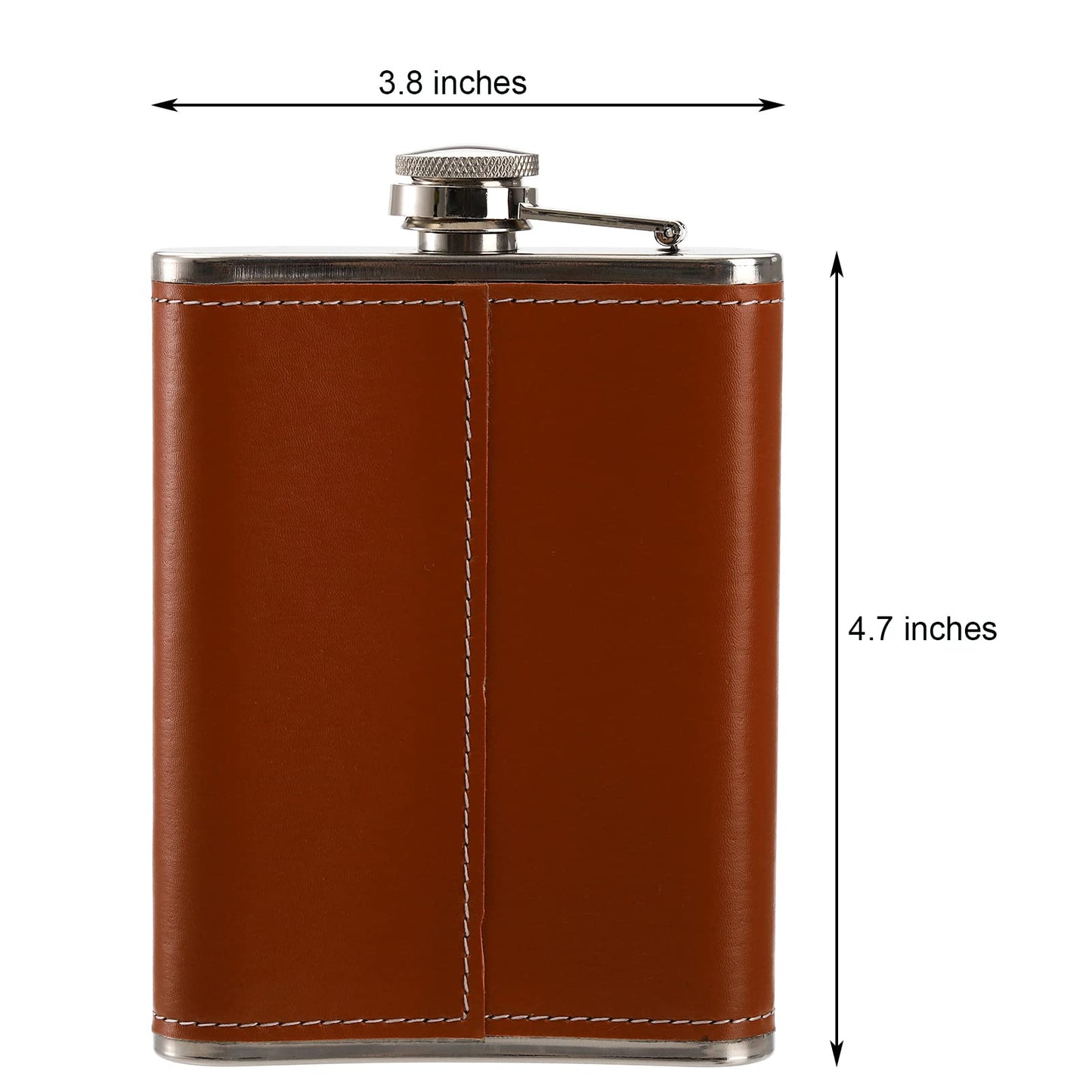 Suwimut 6 Pack Hip Flask for Liquor for Men Women, 8 oz Leak Proof Stainless Steel Pocket Hip Flask with Brown Leather Cover and Funnel for Drinking of Alcohol, Whiskey, Rum and Vodka